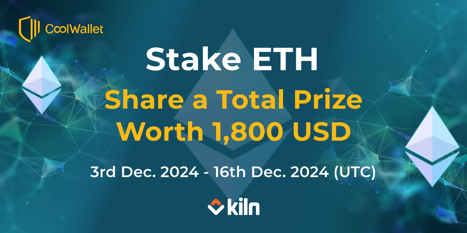 Stake ETH. Share a Total Prize Worth 1,800 USD.